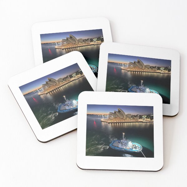 Item preview, Sydney Opera House Lit up at Night Early Morning with Tug Boat designed and sold by WanderingLife.