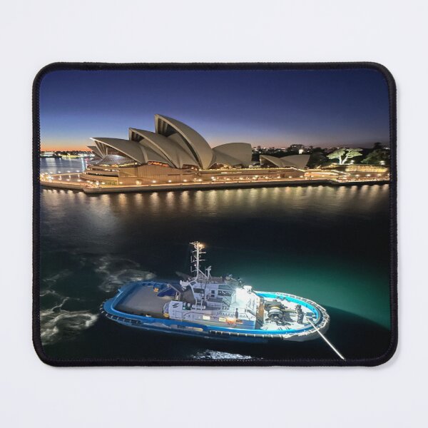 Item preview, Sydney Opera House Lit up at Night Early Morning with Tug Boat designed and sold by WanderingLife.