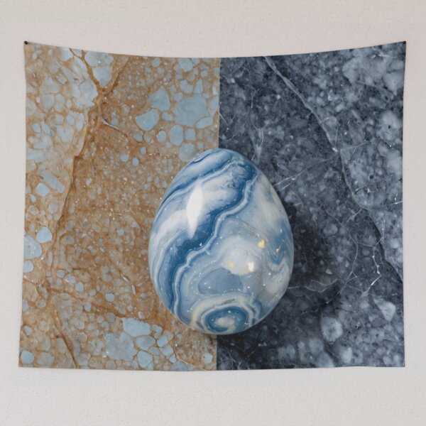 Item preview, Blue Marble Egg on Split Stone Surface designed and sold by SassyArtistry.