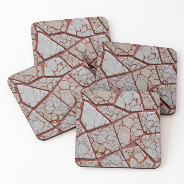 Item preview, Red and White Cracked Marble Mosaic designed and sold by SassyArtistry.