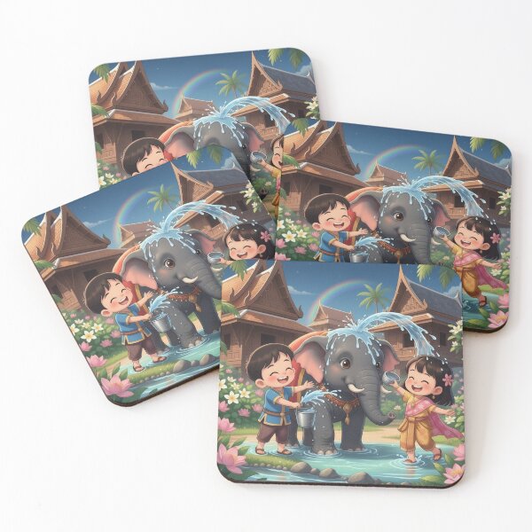 Item preview, Kids and the Elephant: A Traditional Thai Greeting designed and sold by KhongKwan.