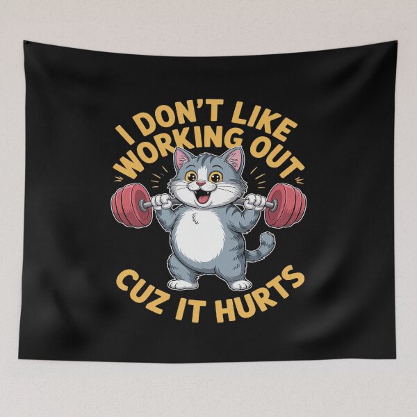 Item preview, I Don't Like Working Out Cuz It Hurts Funny Cat Lazy gym designed and sold by JonBarnes22.