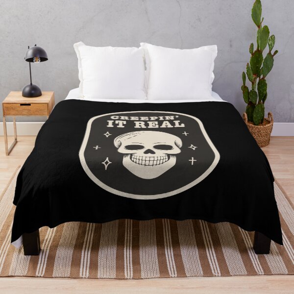 Item preview, Creepin’ It Real Skull Sticker | Funny Halloween Pun Vintage Gothic Design designed and sold by FestivityFinds.