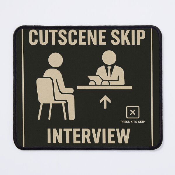 Item preview, CUTSCENE SKIP — INTERVIEW (Minimal UI Poster) designed and sold by GooberCore.
