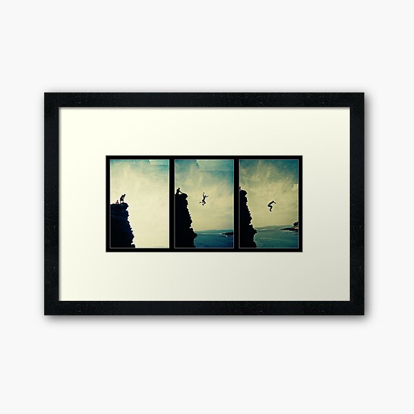 Cliffjump Sequence Framed Art Print
