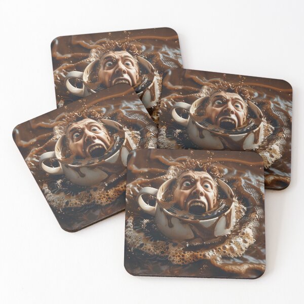 Item preview, Caffeine Overload – Surreal Coffee Head Drowning Artwork designed and sold by MABComics.