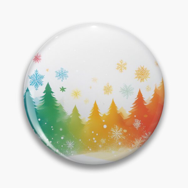 Item preview, Rainbow colors winter pine trees landscape watercolor painting abstract style,  snowflakes falling, bright vivid colors winter holiday season decor  designed and sold by navitalidesign.