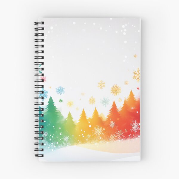 Item preview, Rainbow colors winter pine trees landscape watercolor painting abstract style,  snowflakes falling, bright vivid colors winter holiday season decor  designed and sold by navitalidesign.