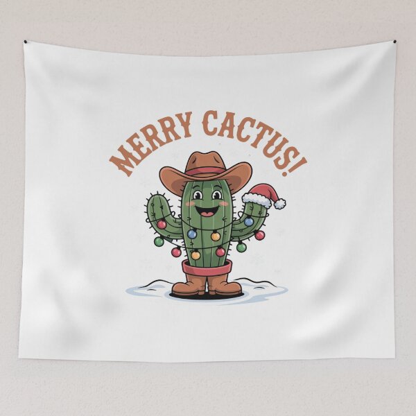 Item preview, Cute Western Christmas Cactus Cartoon Festive Holiday Character designed and sold by chattsuede.