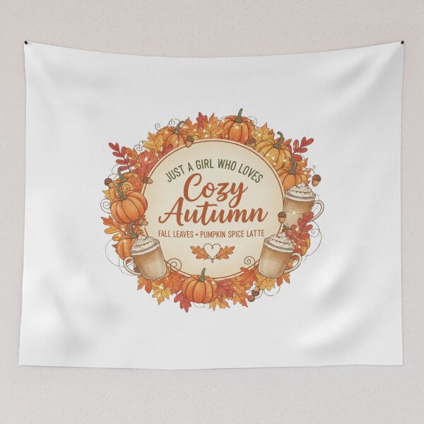 Item preview, Just a Girl Who Loves Fall Leaves, Latte & Pumpkins - Cozy Autumn Vibes designed and sold by Wear Sculpt.