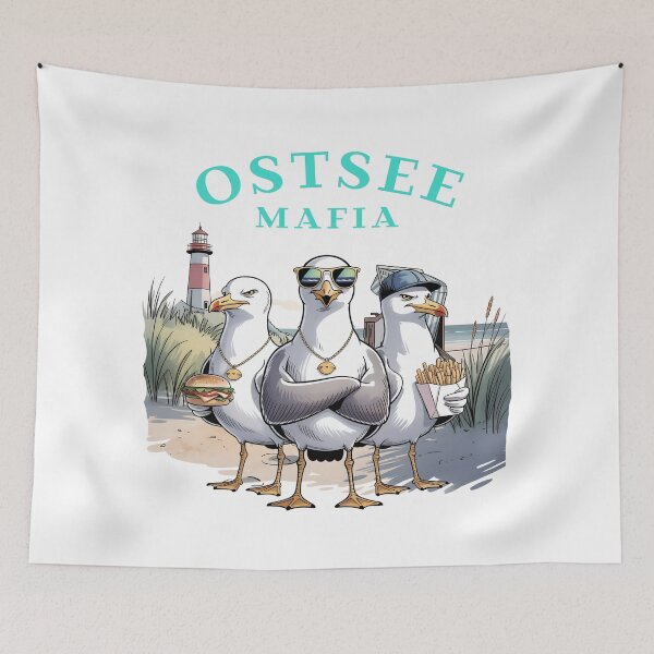 Item preview, Baltic Sea Mafia – Funny seagull gang with lighthouse, fries & burgers designed and sold by Jawoahl.