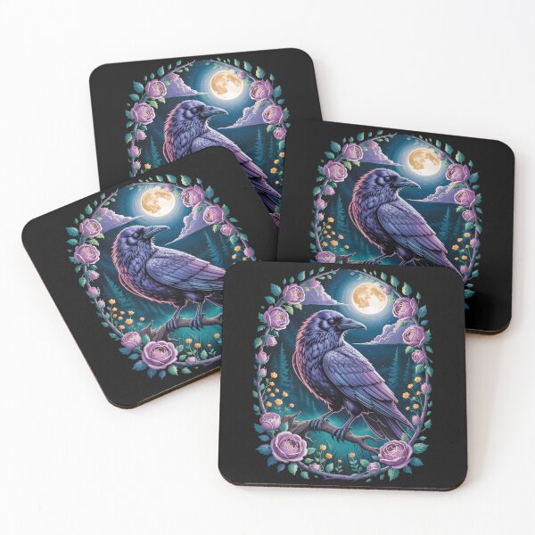 Item preview, Ravens Raven Moon Floral Nature Birds designed and sold by TrinaEspinoza.