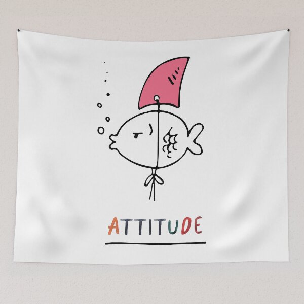 Item preview, Attitude Fish Print: Funny Shark Fin Cartoon Graphic Tee designed and sold by activlifewear.