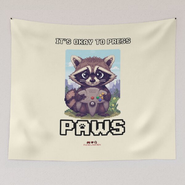 Item preview, Retro Gamer Raccoon Pixel Art Affirmation by PiXELHAVEN designed and sold by WHITE FLAME PRINTS.