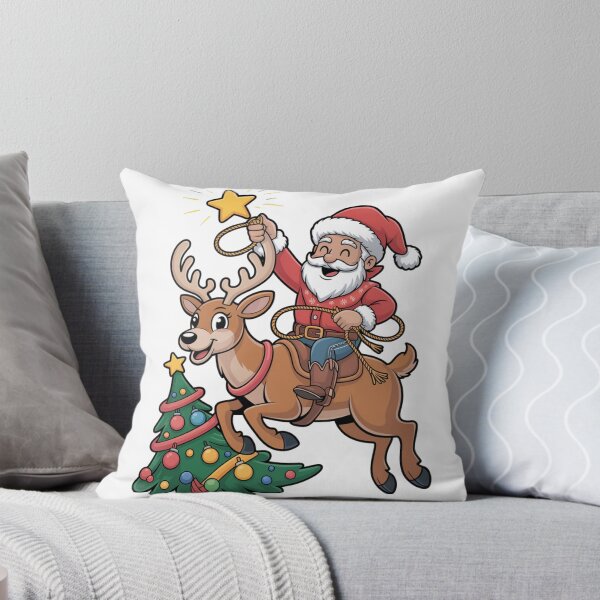 Item preview, Funny Cowboy Santa Western Christmas Cartoon Festive Scene designed and sold by chattsuede.