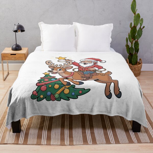 Item preview, Funny Cowboy Santa Western Christmas Cartoon Festive Scene designed and sold by chattsuede.