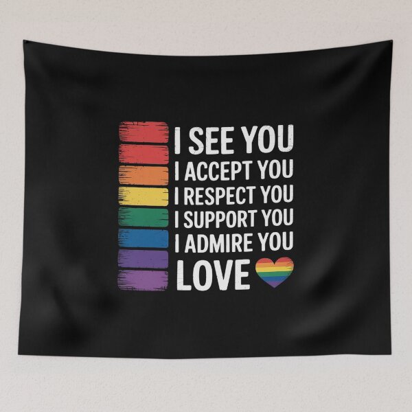 Item preview, I See Love Accept You LGBTQ Gay Rainbow Pride Flag designed and sold by BiellaSar.