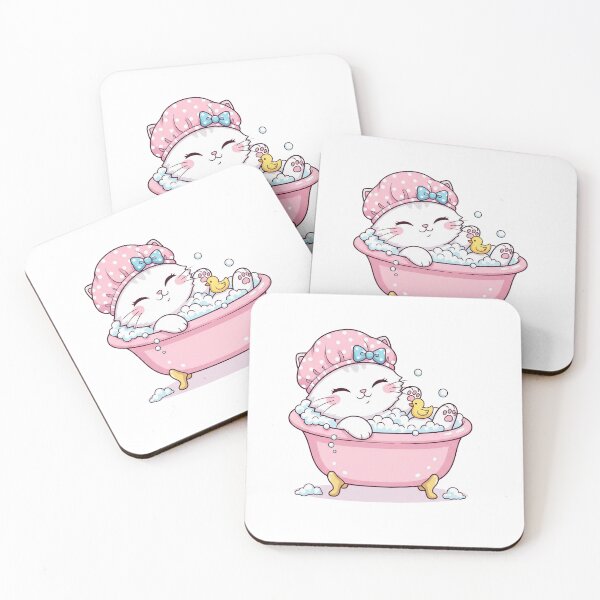 Item preview, Pink Polka Dot Shower Cap Cat designed and sold by StellasRealm.