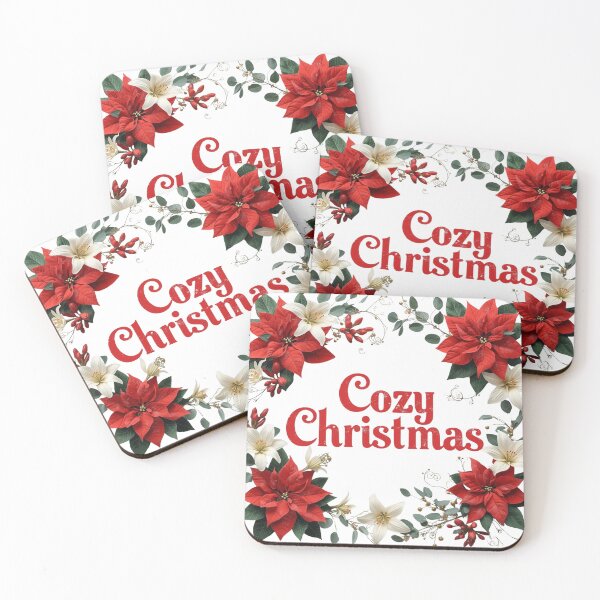 Item preview, Horizontal holiday card border with watercolor poinsettias, pine branches, pinecones and red berries framing white space for text or invitation designed and sold by PWDigitalArt.
