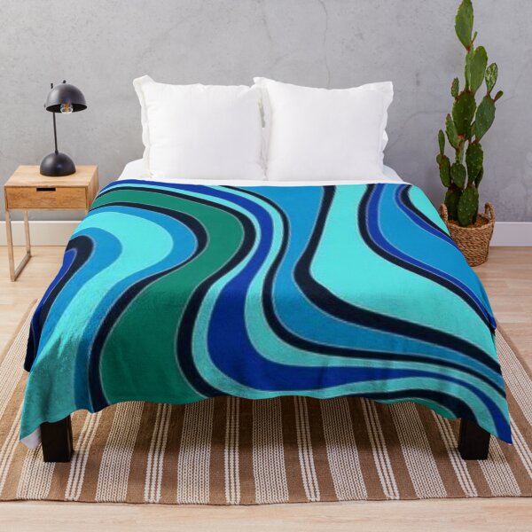 Item preview, Blue green abstract swirly waves pattern designed and sold by PATTERN4PATTERN.