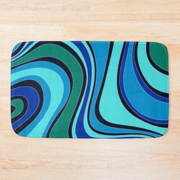 Item preview, Blue green abstract swirly waves pattern designed and sold by PATTERN4PATTERN.