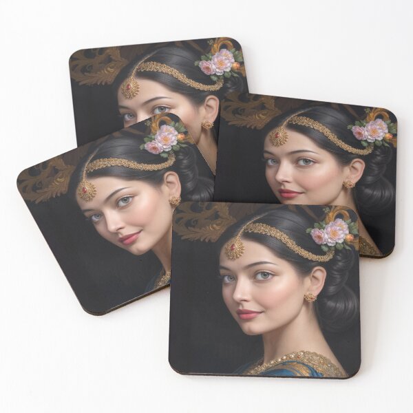 Item preview, Regal Grace – Elegant Woman in Gold and Blue Portrait designed and sold by Empty Paradise.