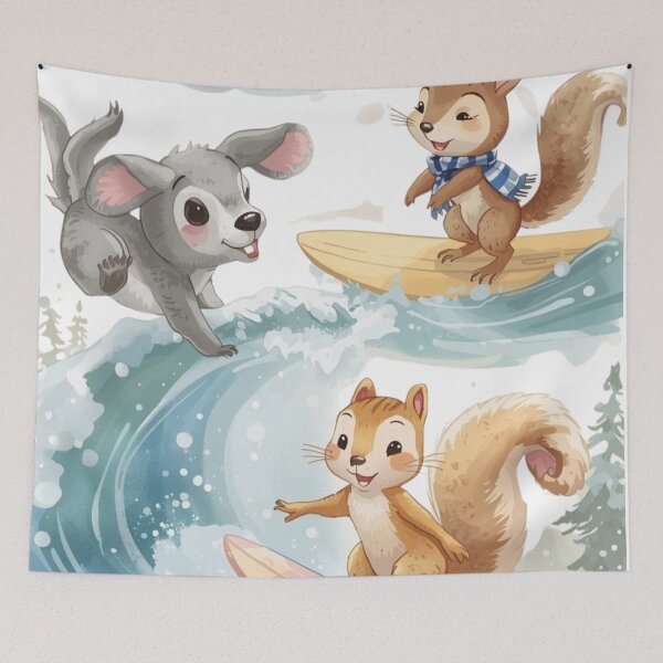 Artikelvorschau, Surfing Squirrel Squad: Bezaubernde Tierabenteuer. entworfen und verkauft von ShopTwentyFour.