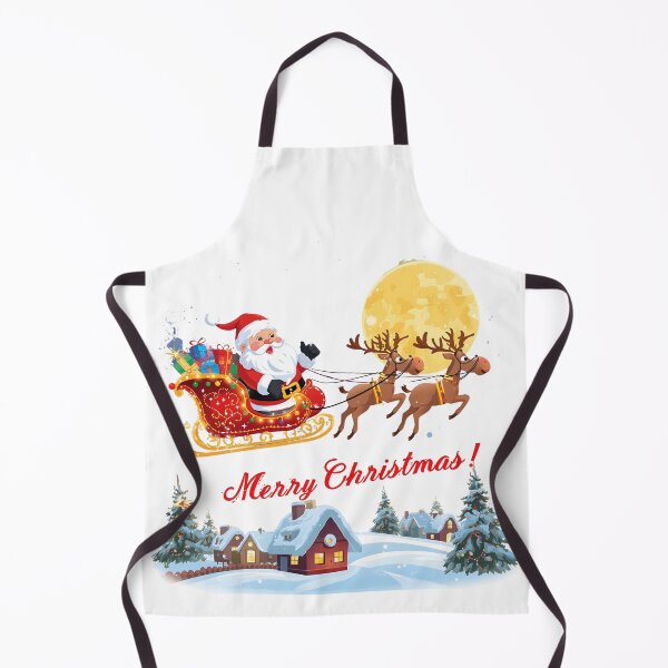 Item preview, Wooden house in snowy forest. Santa Claus carries gifts in a sleigh pulled by Deers. Christmas illustration. designed and sold by PWDigitalArt.