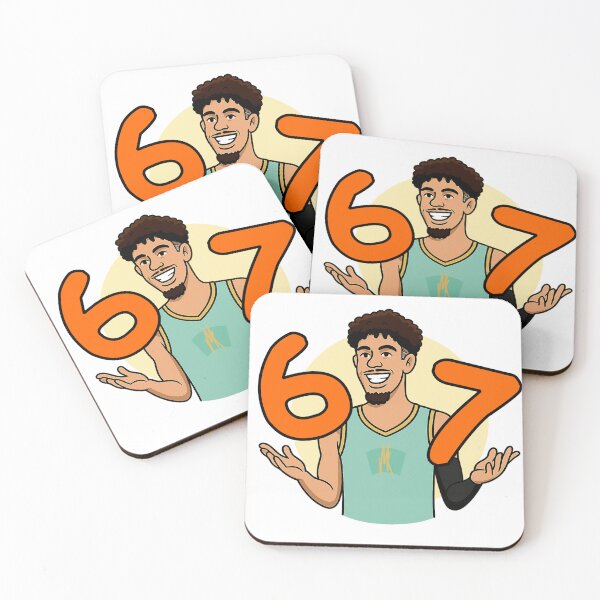 Item preview, Meme de jugador de baloncesto de 6-7: caricatura viral de seis y siete manos designed and sold by JMKPrintPress.