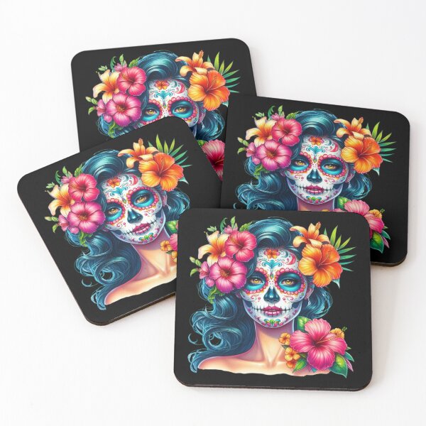 Item preview, Tropical Calavera: Blue Hibiscus Skull designed and sold by Dominik1994.