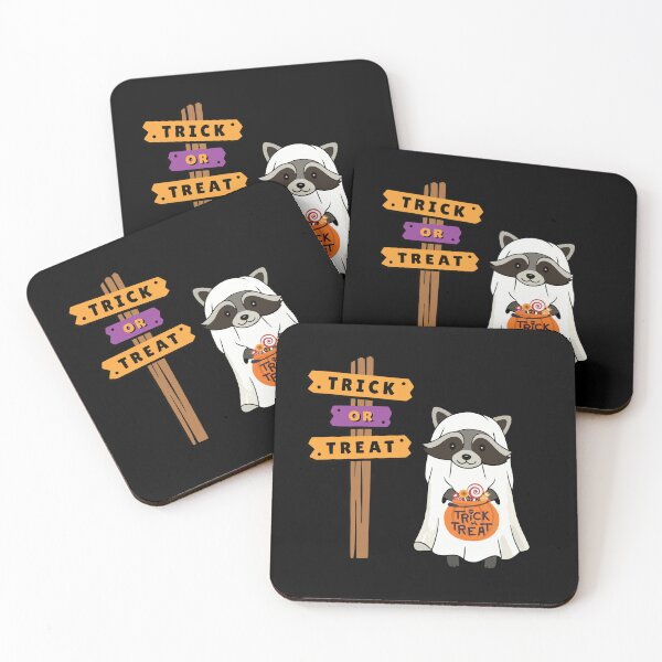 Item preview, Cute Raccoon Ghost Trick or Treat Animal Halloween Candy Sign designed and sold by StillOdd.