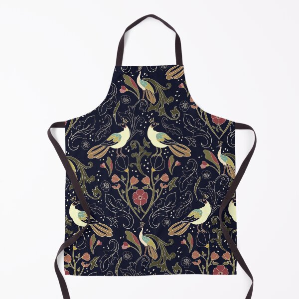 Item preview, Art Deco inspired birds and flowers - colorful birds on deep navy designed and sold by ahahdodo.
