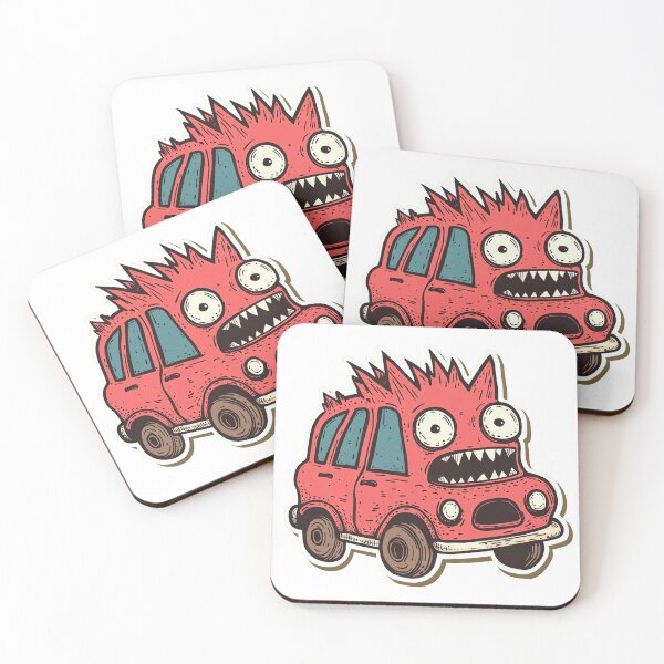 Item preview, Funny Monster Car Sticker – Crazy Red Cartoon Vehicle designed and sold by PaintbrushPlace.
