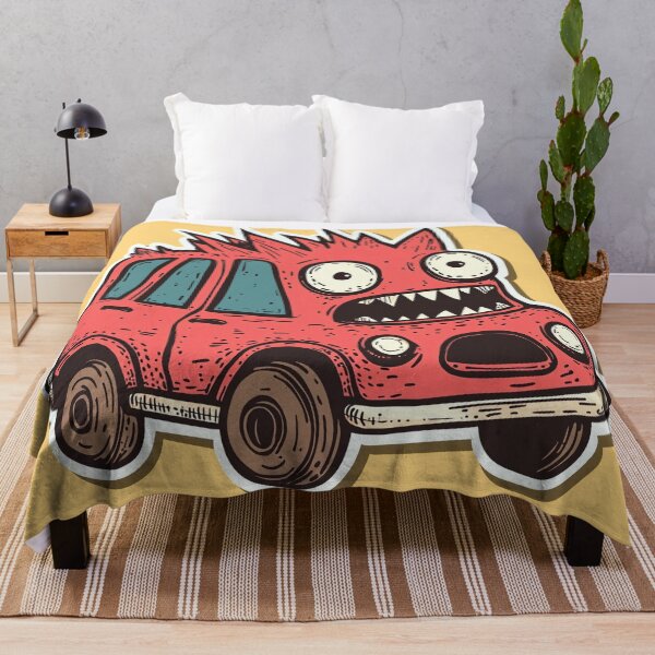 Item preview, Funny Monster Car Sticker – Crazy Red Cartoon Vehicle designed and sold by PaintbrushPlace.