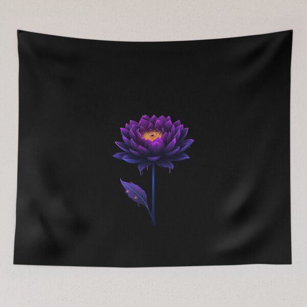 Item preview, Mystical Purple Flower – Glowing Fantasy Bloom with Golden Core  designed and sold by PixelVibe782.