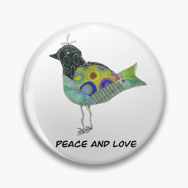 Item preview, Cute colorful fun quilted green bird Peace and Love designed and sold by Kandoart.