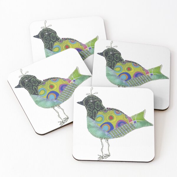 Item preview, Cute colorful fun quilted green bird Peace and Love designed and sold by Kandoart.
