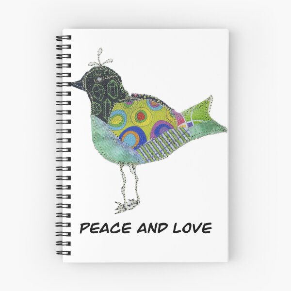 Item preview, Cute colorful fun quilted green bird Peace and Love designed and sold by Kandoart.