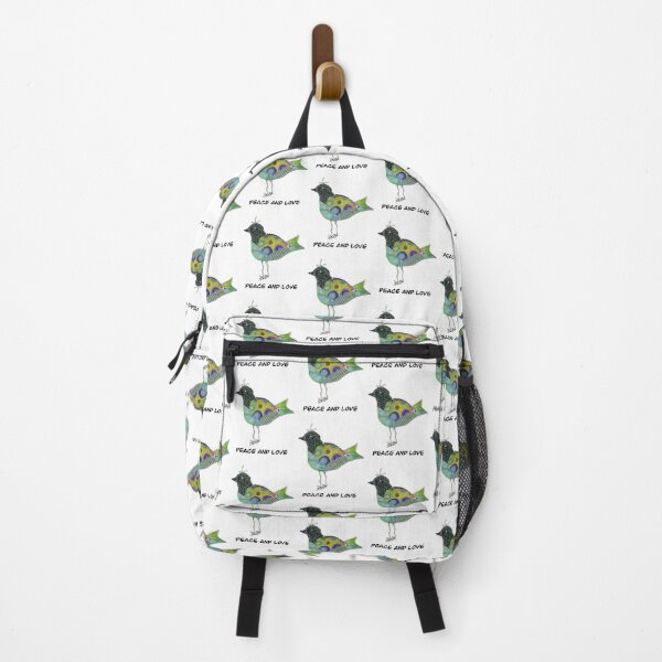 Item preview, Cute colorful fun quilted green bird Peace and Love designed and sold by Kandoart.