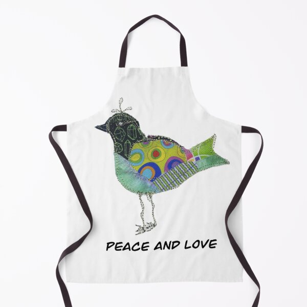 Item preview, Cute colorful fun quilted green bird Peace and Love designed and sold by Kandoart.