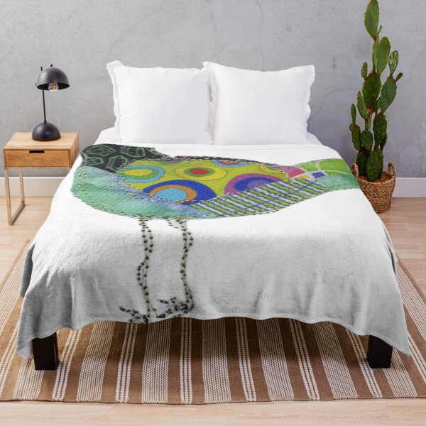 Item preview, Cute colorful fun quilted green bird Peace and Love designed and sold by Kandoart.