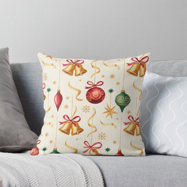 Aperçu de l'œuvre Motif de décorations de Noël à l'aquarelle – Élégant motif de cloches et d'étoiles pour les fêtes créée et vendue par skysshobu.