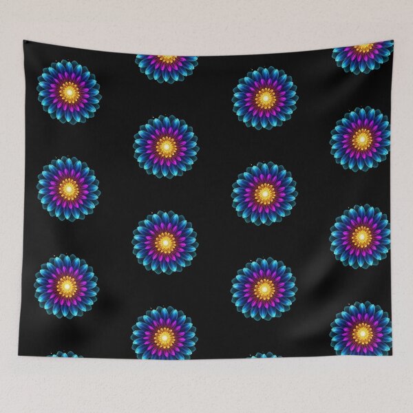 Item preview, Neon Radiant Flower – Glowing Symmetrical Bloom in Blue, Purple, and Magenta Energy Light designed and sold by PixelVibe782.