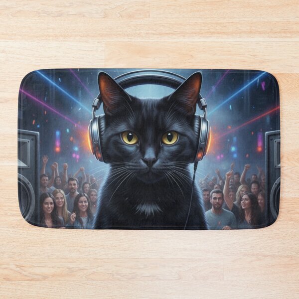 Item preview, FUNNY BLACK CAT DJ  designed and sold by Obinne.