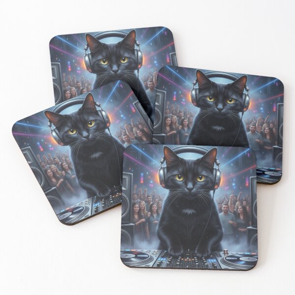 Item preview, FUNNY BLACK CAT DJ  designed and sold by Obinne.