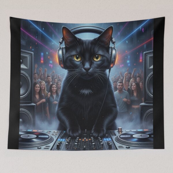 Item preview, FUNNY BLACK CAT DJ  designed and sold by Obinne.