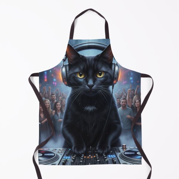 Item preview, FUNNY BLACK CAT DJ designed and sold by Obinne.