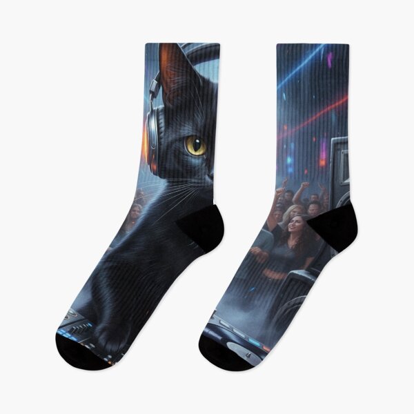 Item preview, FUNNY BLACK CAT DJ  designed and sold by Obinne.