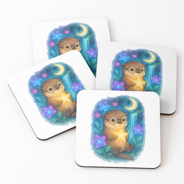 Item preview, Cute Otter Under Moon light Gentle Hope Sticker | Cute Mental Health & Self Care Gift designed and sold by ClinicalHubs.