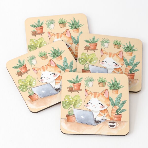 Item preview, Cozy Work Cat – Coffee and Creativity designed and sold by Creative Corner Design.
